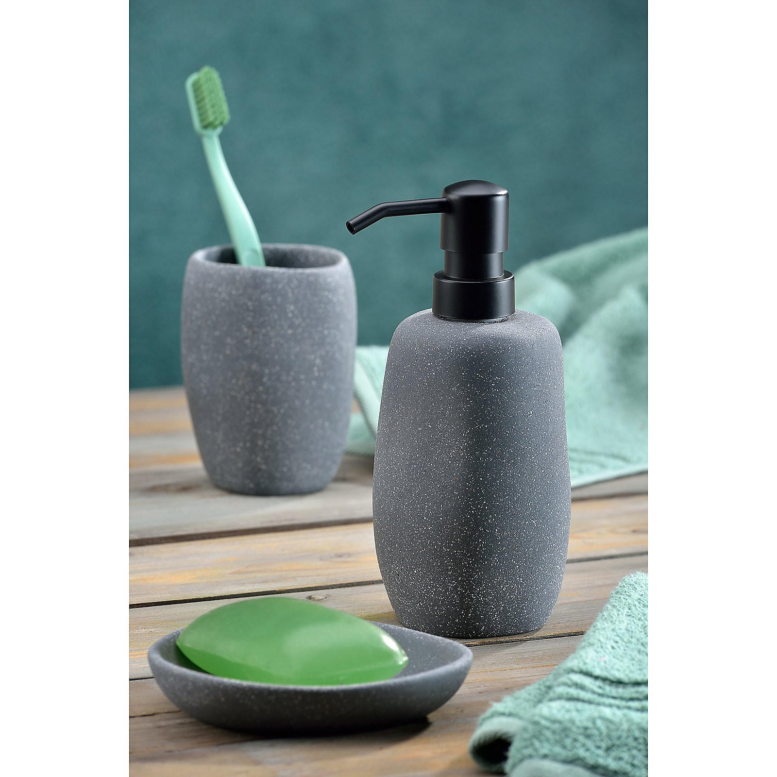 GARNITURA TOALETNE ČETKE  bež  kamen  RODA  - bež/crna, Basics, kamen/plastika (10/44cm) - Kela