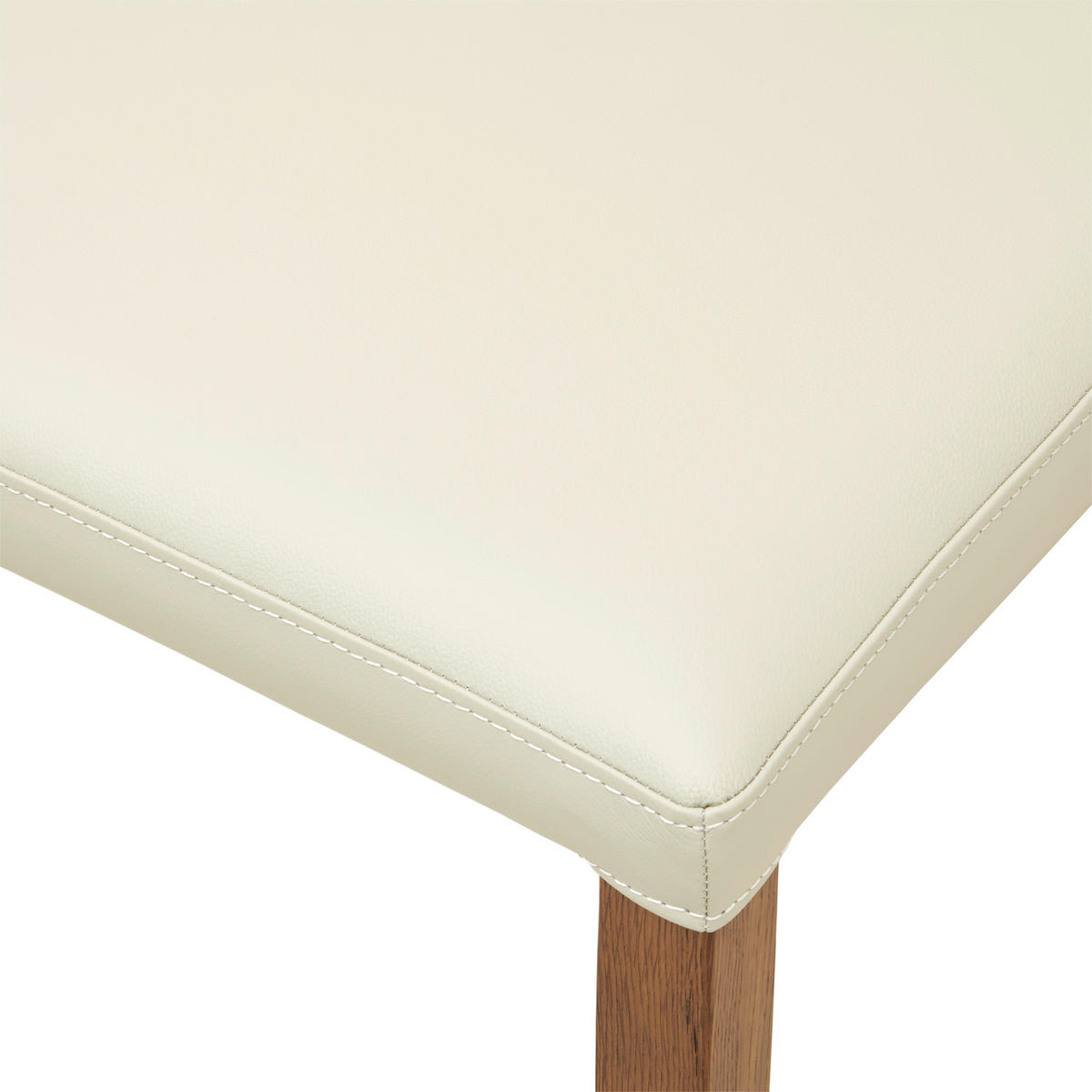 STUHL Echtleder Beige  - Beige/Walnussfarben, MODERN, Leder (47,5/87/57,5cm) - Livetastic