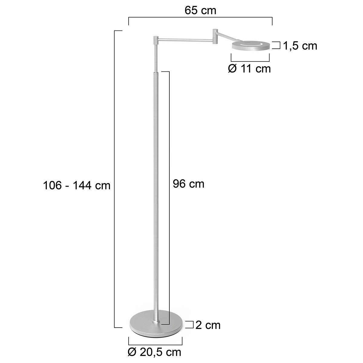 AKKU-STEHLEUCHTE 65/144 cm    - Edelstahlfarben, KONVENTIONELL, Kunststoff/Metall (65/144cm)