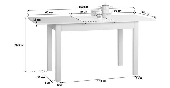ESSTISCH 120/70/76,5 cm Holzwerkstoff Weiß rechteckig  - Weiß, Design, Holzwerkstoff (120/70/76,5cm) - Carryhome