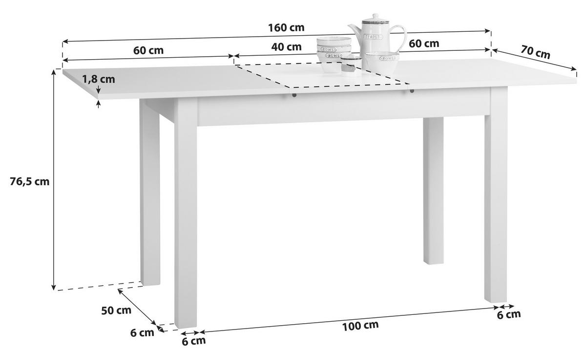 TABLE in Holzwerkstoff 120/70/76,5 cm  - blanc, Design, matériau de bois (120/70/76,5cm) - Carryhome