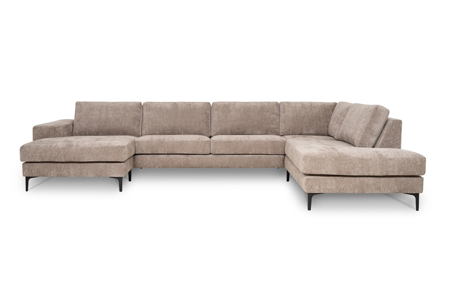 SOFFA i flatväv ljusbrun  - ljusbrun/svart, Klassisk, metall/trä (363/86/238cm) - Pure Home Comfort