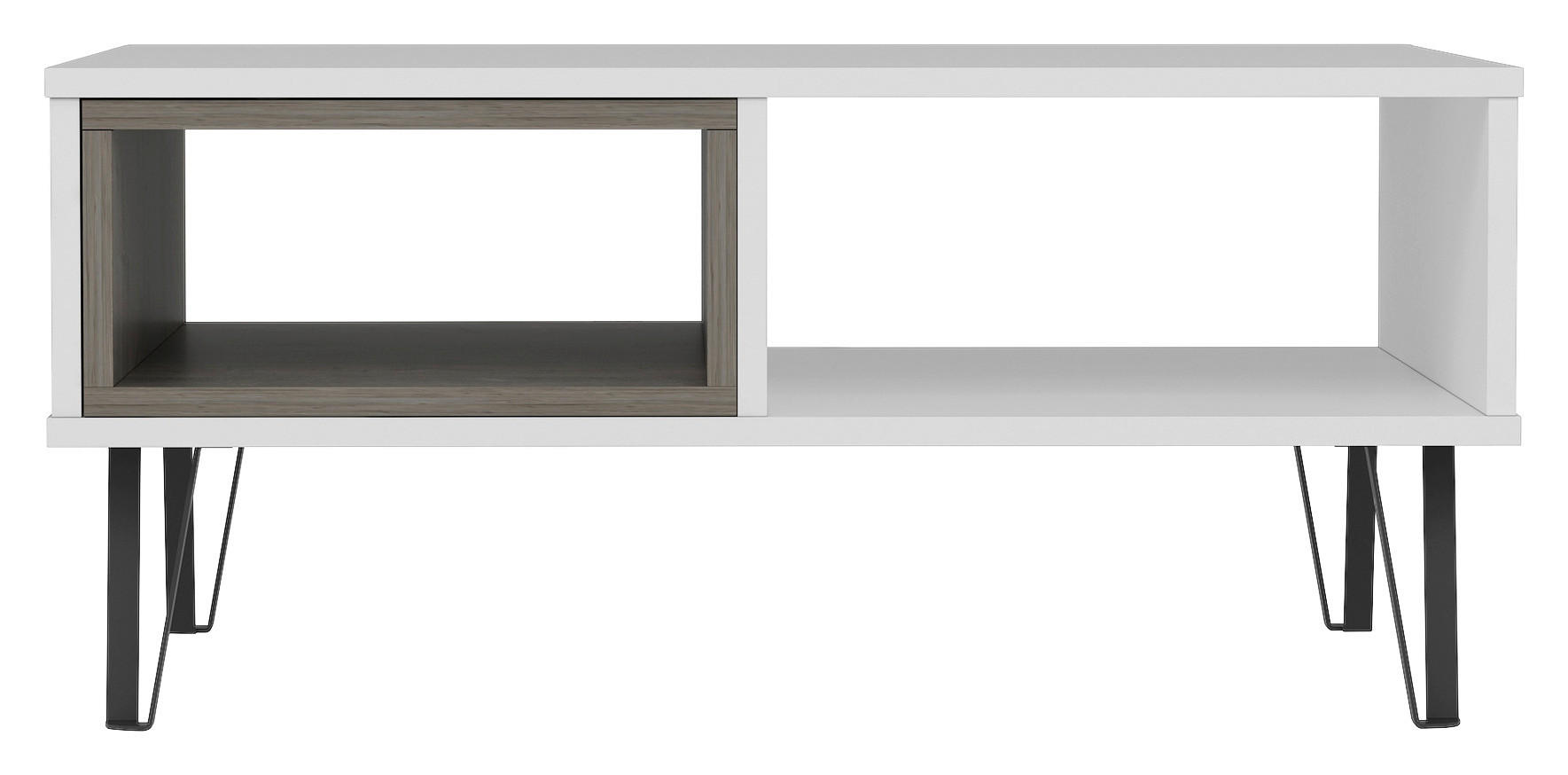 COUCHTISCH in Holzwerkstoff 90/60/41,1 cm  - Weiss/Schwarz, Design, Holzwerkstoff/Metall (90/60/41,1cm) - Livetastic