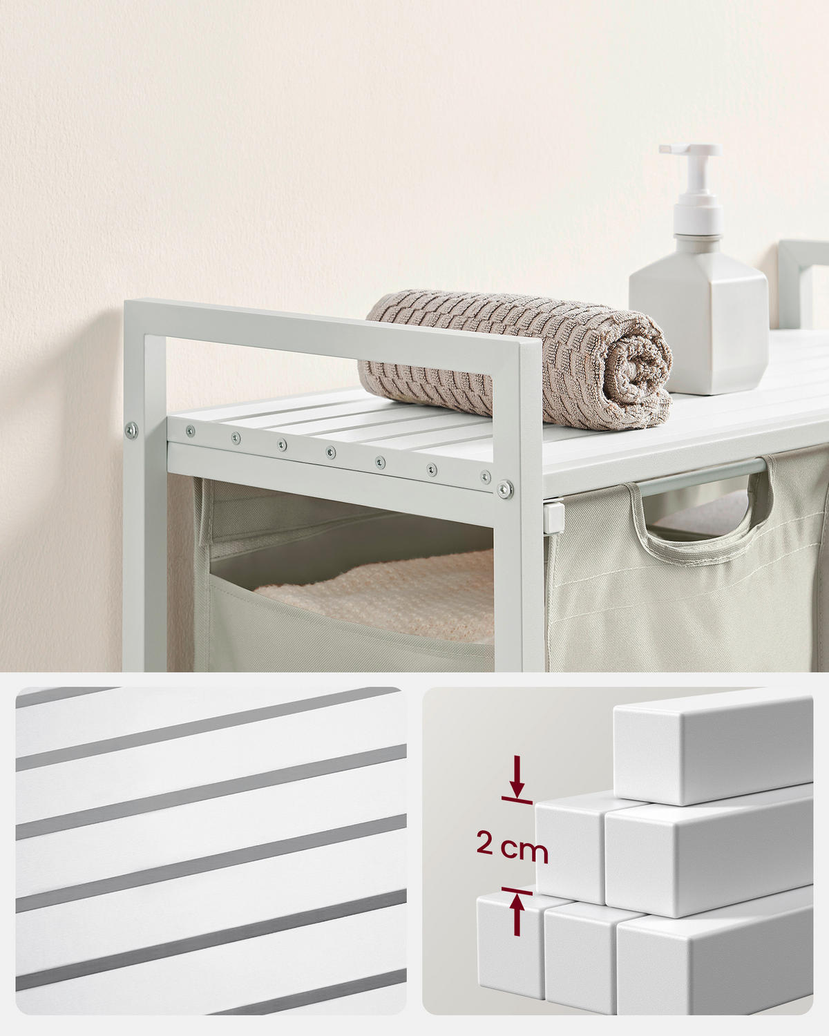 WÄSCHEKORB - Hellgrau/Weiß, Trend, Holzwerkstoff/Textil (73/72/33cm) - MID.YOU