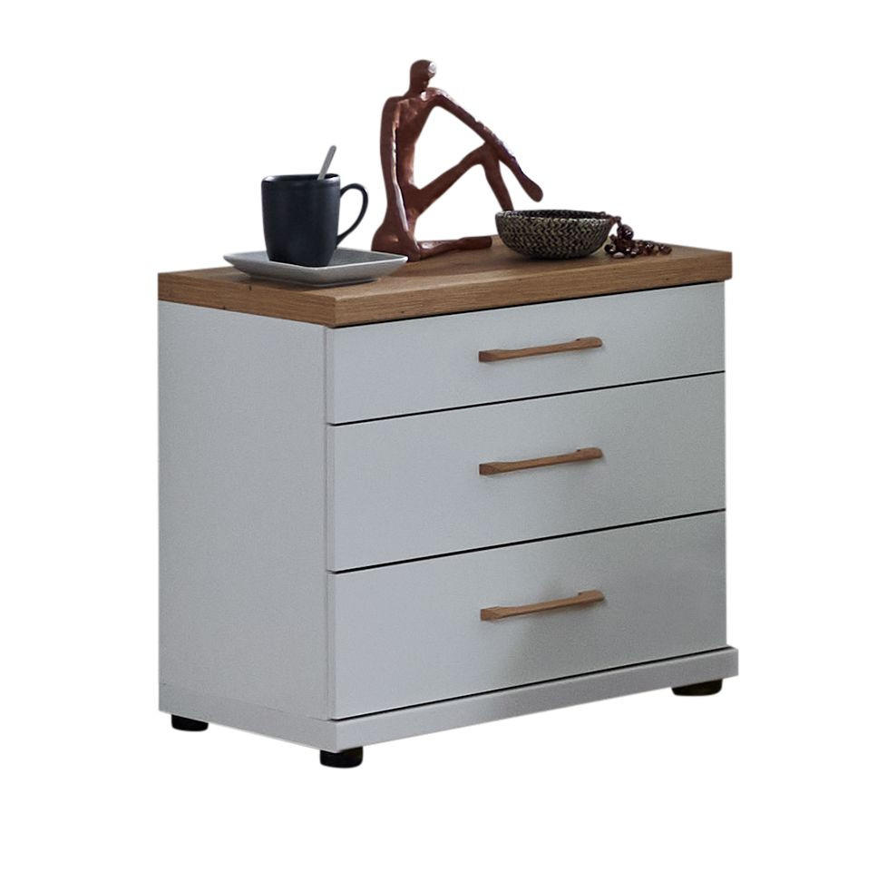 Venda Nachtschrank Weiß, Eiche Bianco 50x52x36 cm