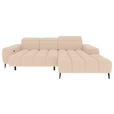 ECKSOFA Beige Flachgewebe Sitztiefenverstellung, Kopfteilverstellung, Rücken echt  - Beige/Schwarz, KONVENTIONELL, Kunststoff/Textil (273/171cm) - Carryhome