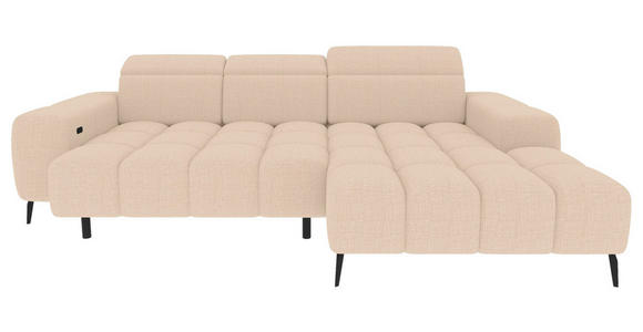 ECKSOFA Beige Flachgewebe Sitztiefenverstellung, Kopfteilverstellung, Rücken echt  - Beige/Schwarz, KONVENTIONELL, Kunststoff/Textil (273/171cm) - Carryhome