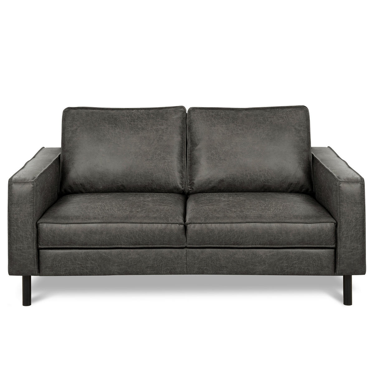 2-SITZER-SOFA Dunkelbraun Echtleder Lederlook  - Dunkelbraun, Design, Leder/Textil (148/85/92cm) - Livetastic