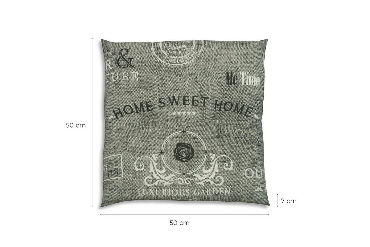 GARTENSITZKISSEN 2er-Set Stempel  - Hellgrau/Weiß, KONVENTIONELL, Textil (48/5/48cm)