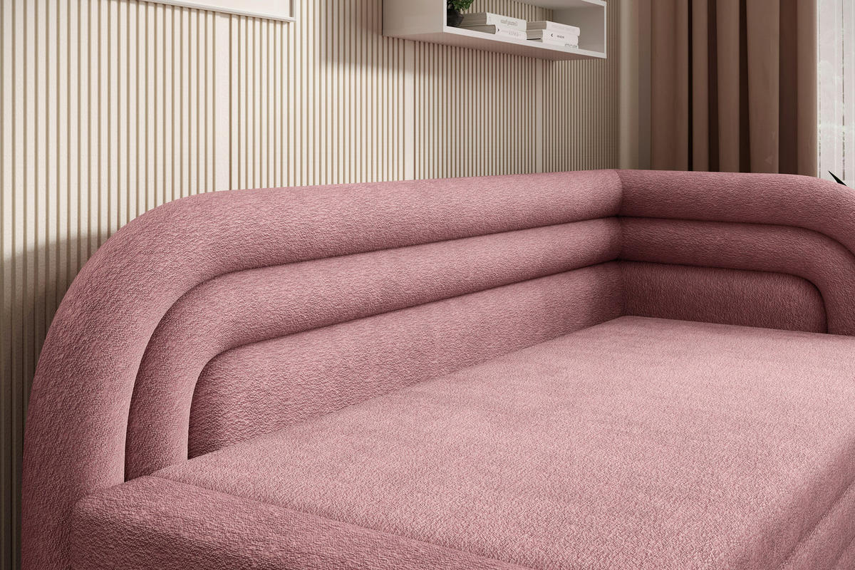 RÉCAMIERE FABILLO in Teddystoff Rosa  - Schwarz/Rosa, Design, Kunststoff/Textil (223/80/86cm) - MID.YOU