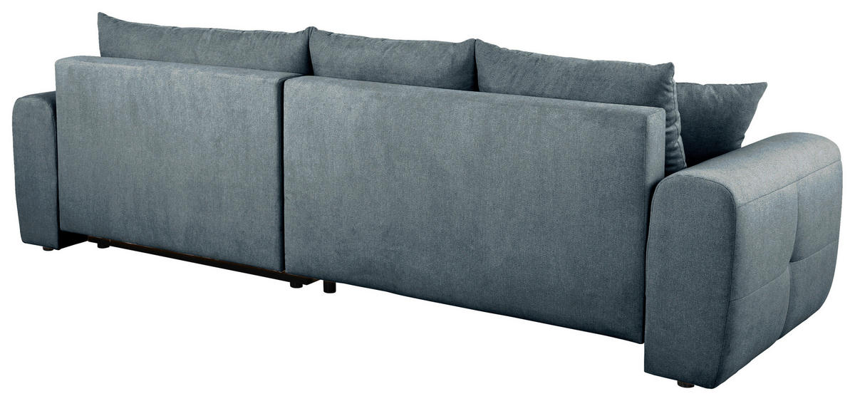 ECKSOFA in Velours Blau  - Blau/Schwarz, Konventionell, Kunststoff/Textil (298/168cm) - Carryhome