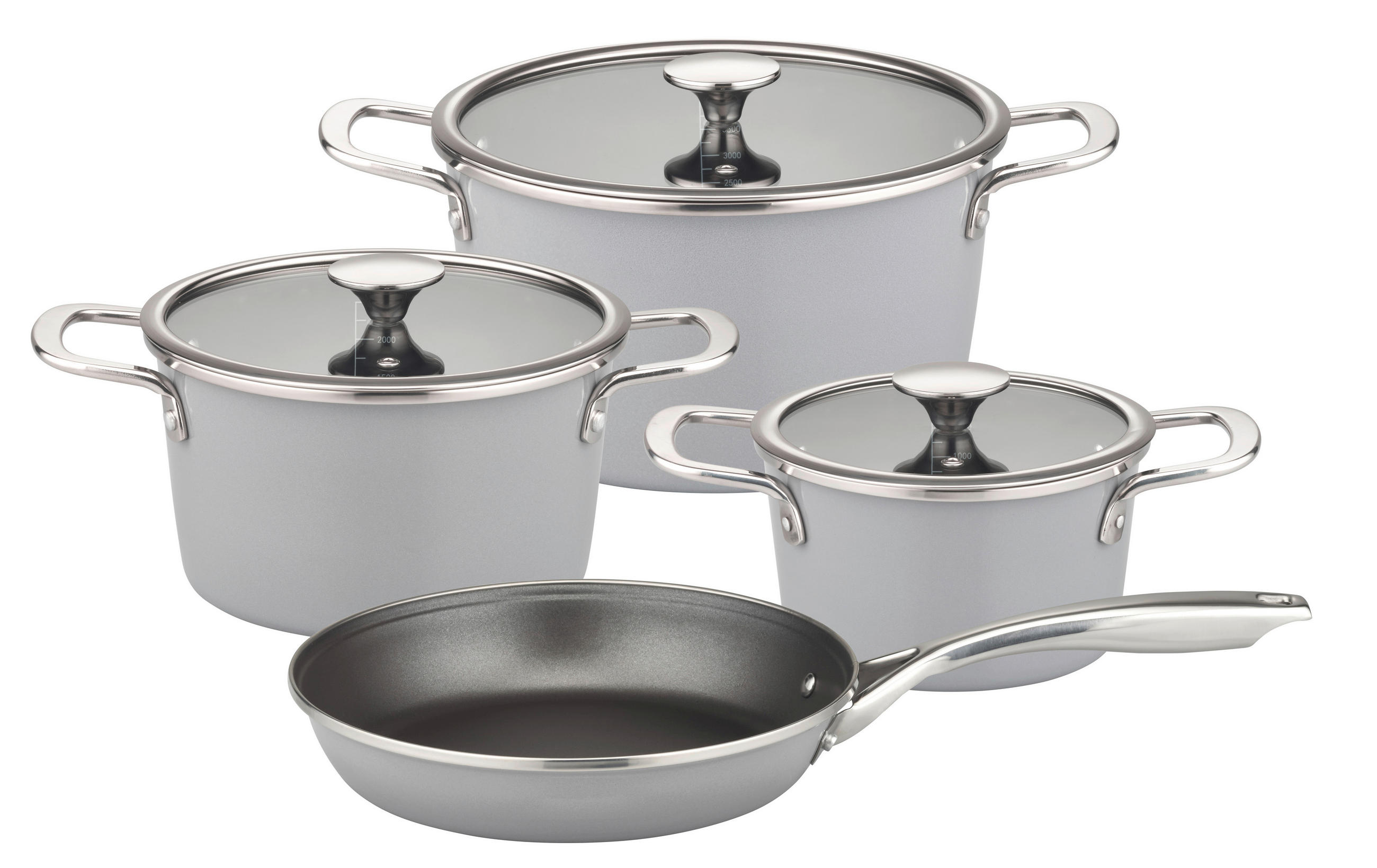 KOCHTOPFSET STRATOS 4-teilig  - Hellgrau, Basics, Metall - GSW