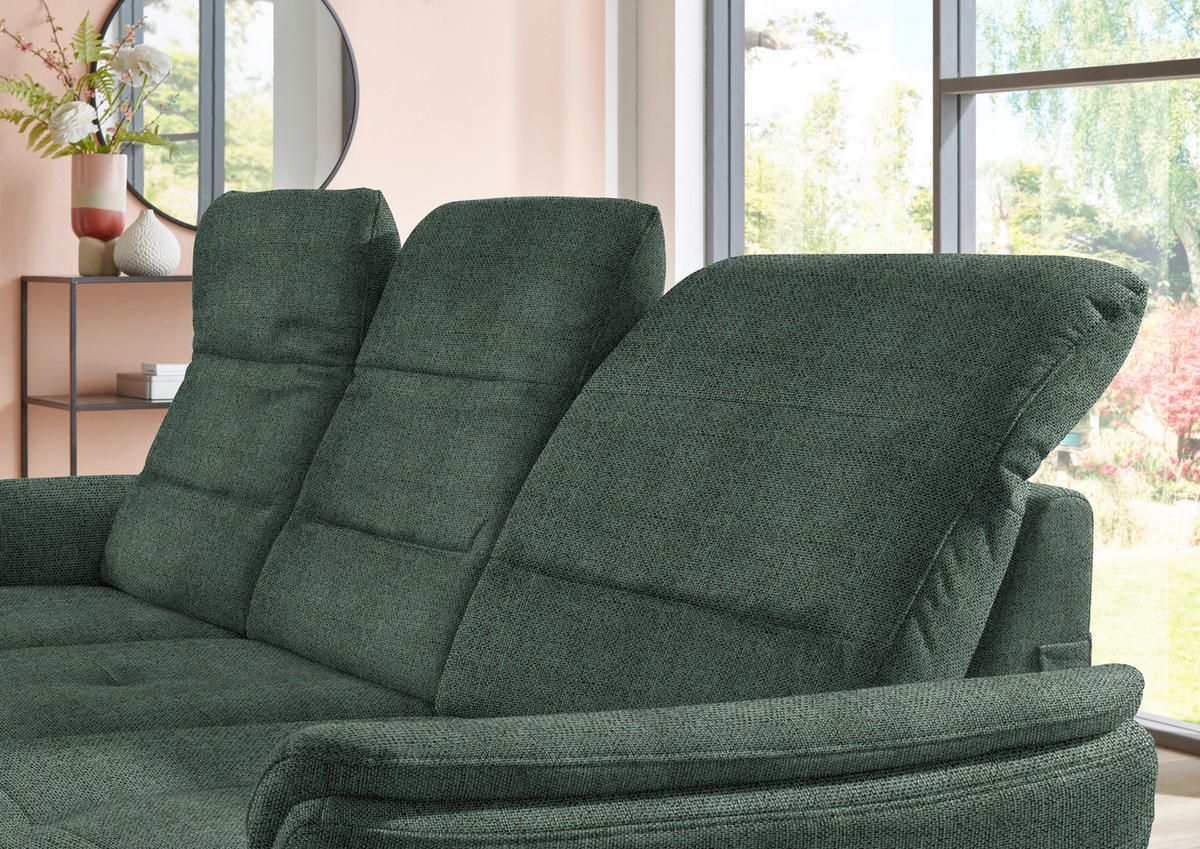 ECKSOFA in Flachgewebe Dunkelgrün  - Dunkelgrün/Schwarz, Konventionell, Textil/Metall (260/181cm) - Beldomo Speed