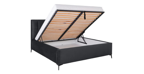 POLSTERBETT Lattenrost, Bettkasten Schwarz 140/200 cm  - Birkefarben/Schwarz, KONVENTIONELL, Holz/Textil (140/200cm) - Carryhome