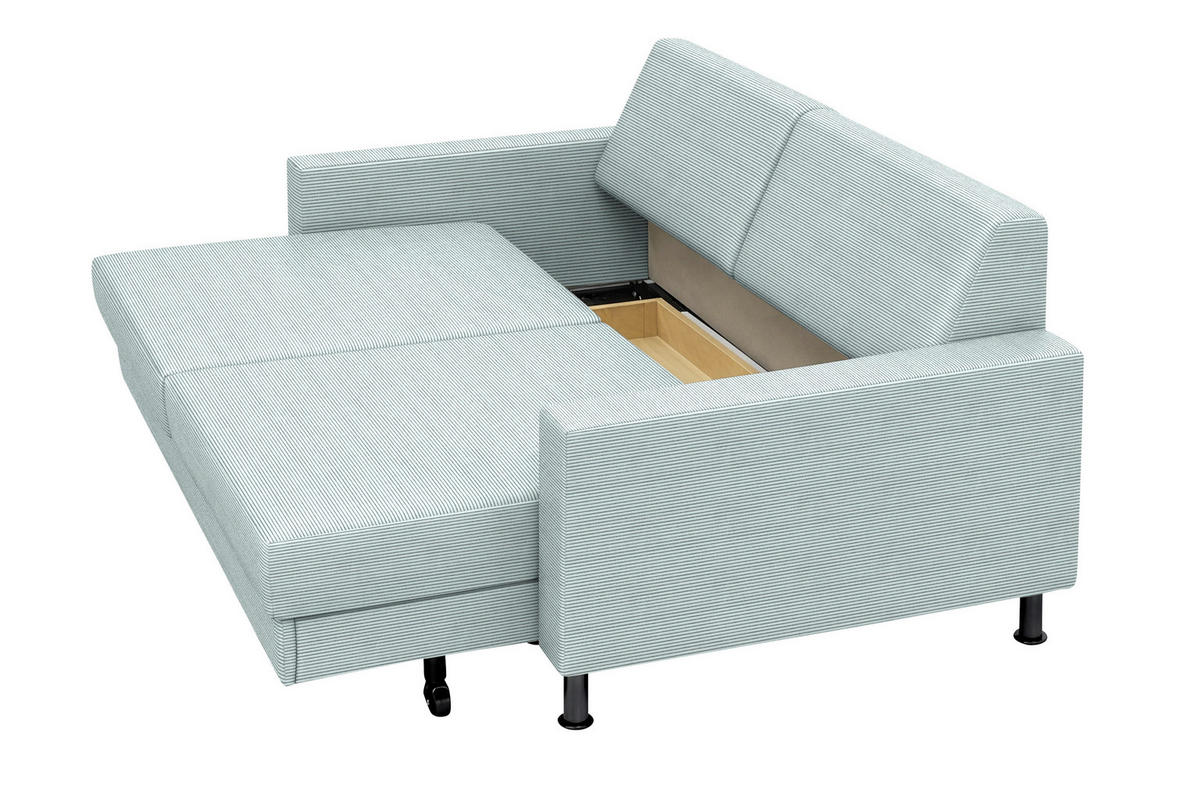 SCHLAFSOFA Feincord Mintgrün  - Chromfarben/Mintgrün, Design, Textil/Metall (140/90/95cm) - Bali