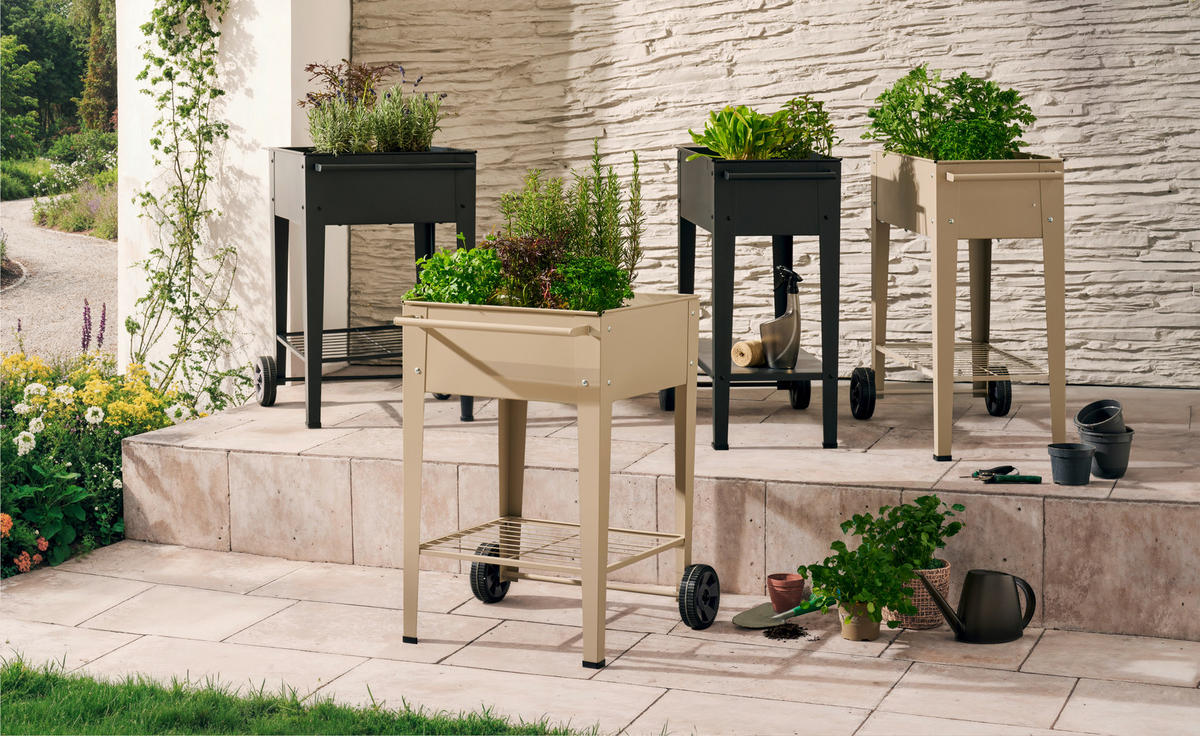 BLUMENKASTEN - Grau, Lifestyle, Kunststoff/Metall (88/44/80cm)