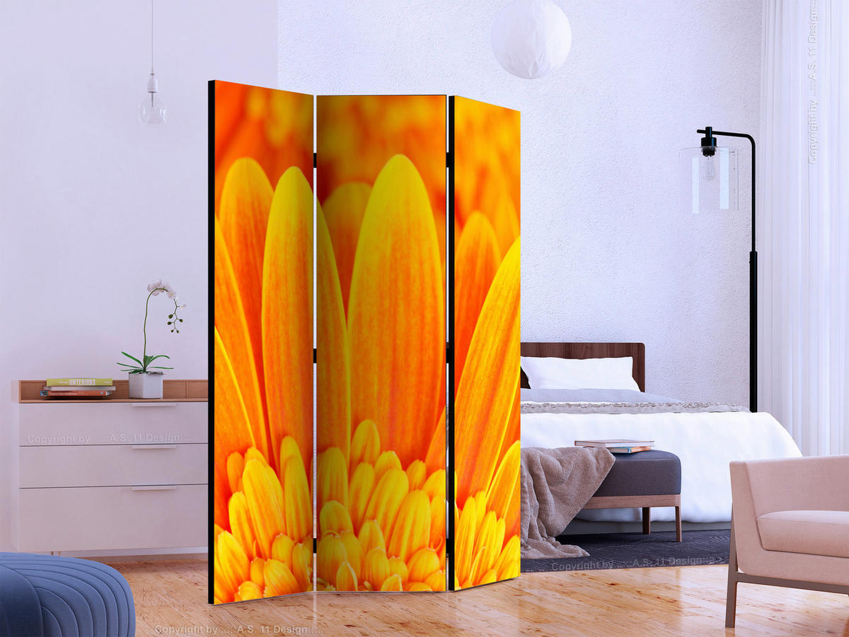 OBOUSTRANNÝ PARAVÁN, 135/172/3 cm - oranžová/žlutá, Basics, dřevo/textil (135/172/3cm) - artgeist