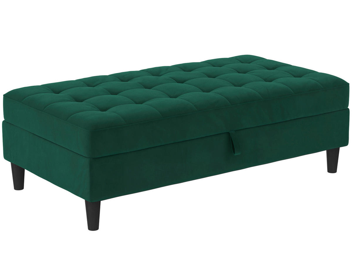 HOCKER in Textil Dunkelgrün  - Dunkelgrün/Schwarz, Basics, Kunststoff/Textil (130/43/69cm) - Livetastic