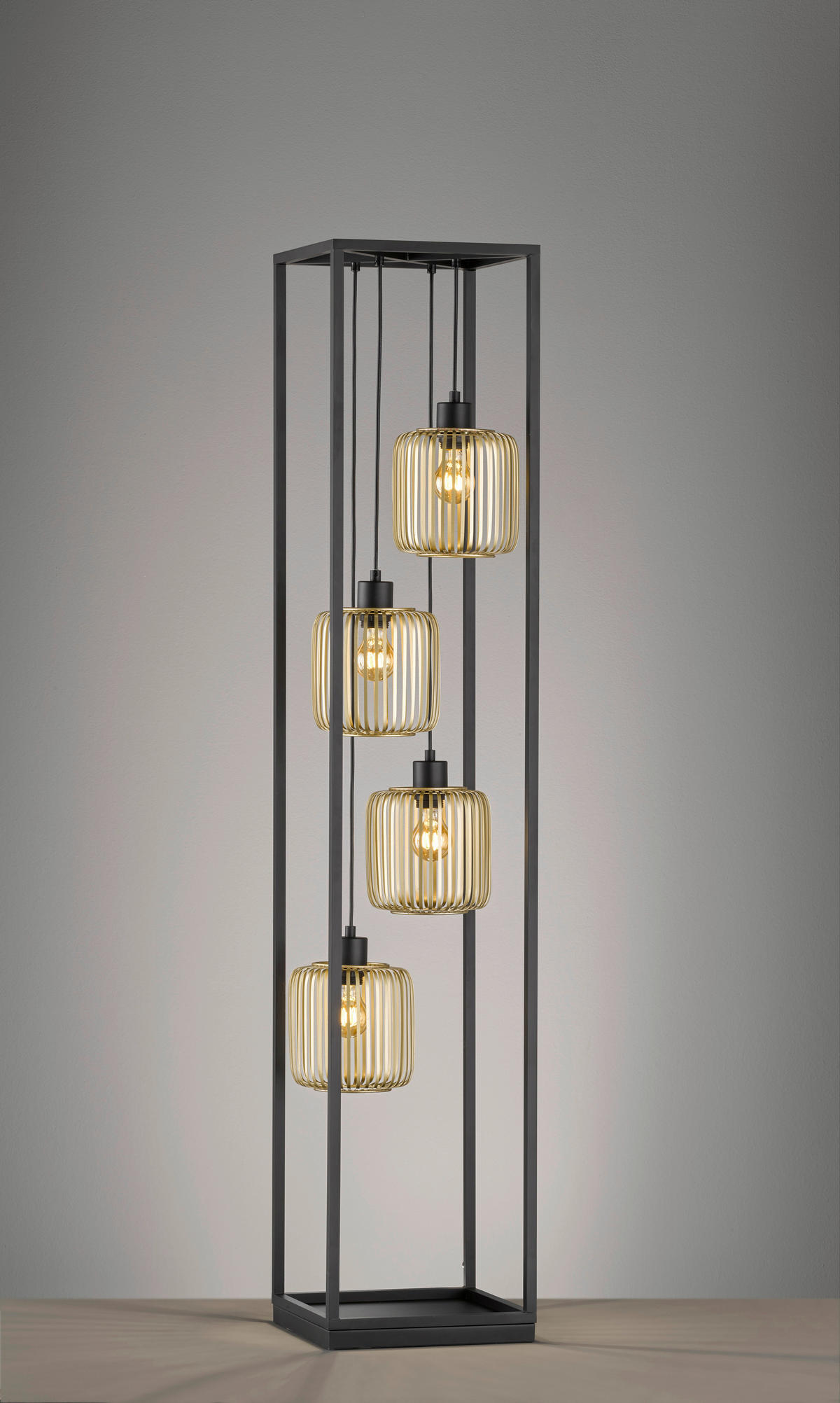 STOJACÍ LAMPA, 30/30/152,5 cm - černá/barvy zlata, Konvenční, kov (30/30/152,5cm) - Fischer & Honsel