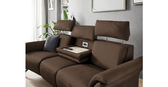 TRAPEZSOFA in Echtleder Braun  - Schwarz/Braun, KONVENTIONELL, Leder/Metall (221/103/95cm) - Dieter Knoll