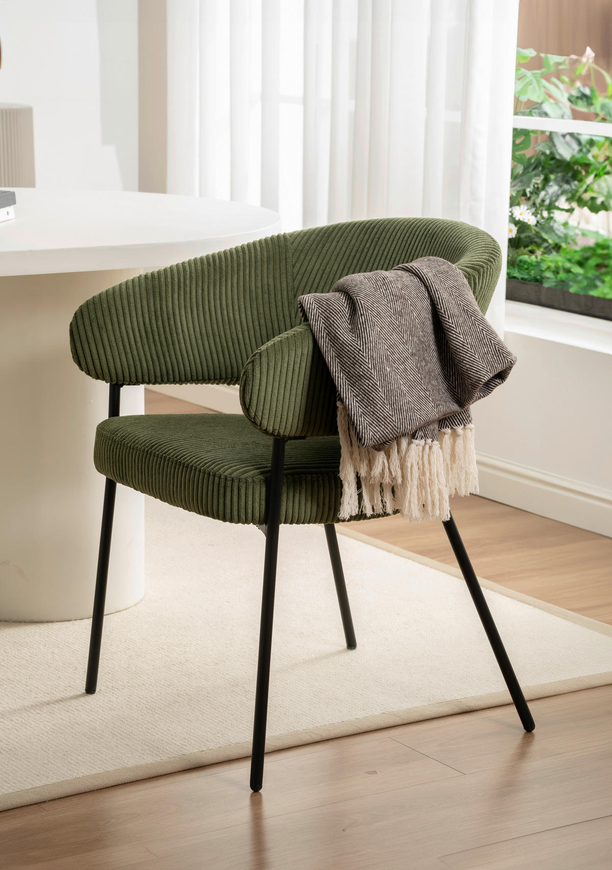 ARMLEHNSTUHL  in Eisen Cord  - Schwarz/Grün, LIFESTYLE, Holz/Textil (60/81/60cm) - Livetastic