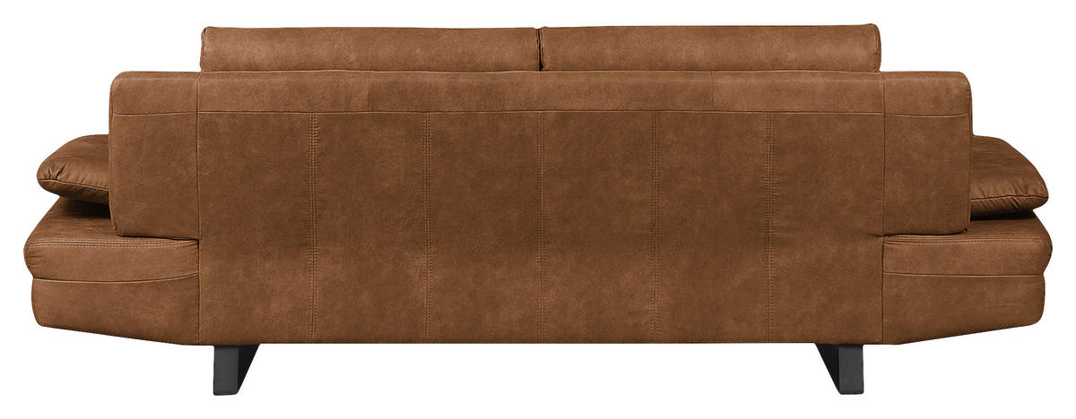 3-SITZER-SOFA in Mikrofaser Cognac  - Cognac/Schwarz, Design, Textil/Metall (218/78/88cm) - MID.YOU