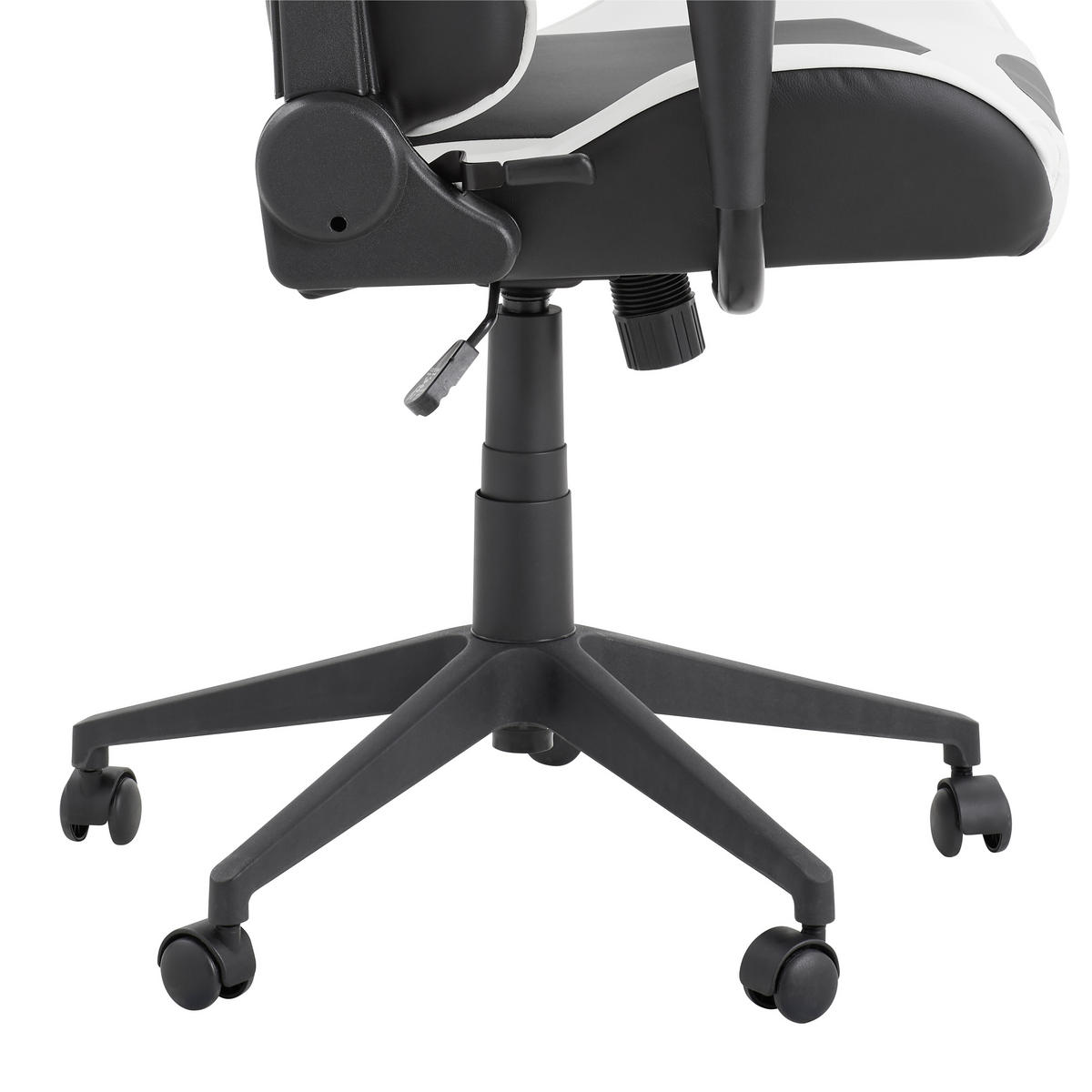 GAMER SZÉK  bőrhatású textil fekete, fehér  - fekete/fehér, Design, műanyag/textil (70/129-138/59cm) - Voleo
