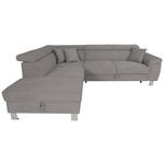 ECKSOFA in Cord Dunkelgrau  226/257 cm  - Dunkelgrau/Silberfarben, Design, Textil/Metall (226/257cm) - Xora