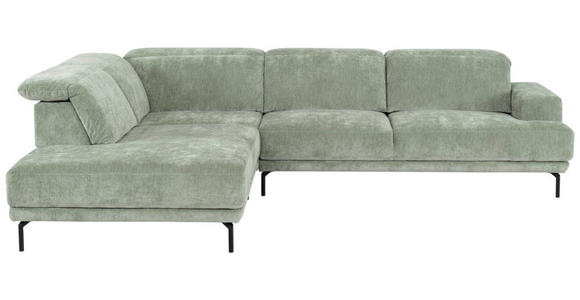 ECKSOFA  in Chenille Mintgrün  243/307 cm  - Schwarz/Mintgrün, Design, Textil/Metall (243/307cm) - Xora