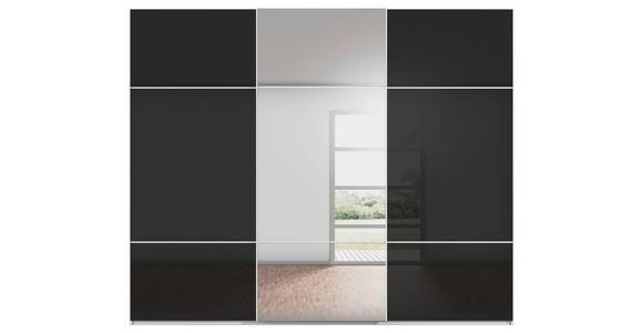 SCHWEBETÜRENSCHRANK 301/223/68 cm 3-türig Schwarz, Weiß - Schwarz/Weiß, KONVENTIONELL, Glas/Holzwerkstoff (301/223/68cm) - Novel