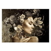 GLASBILD Frauen 70/100 cm  - Goldfarben/Schwarz, Basics, Glas/Papier (70/100cm)