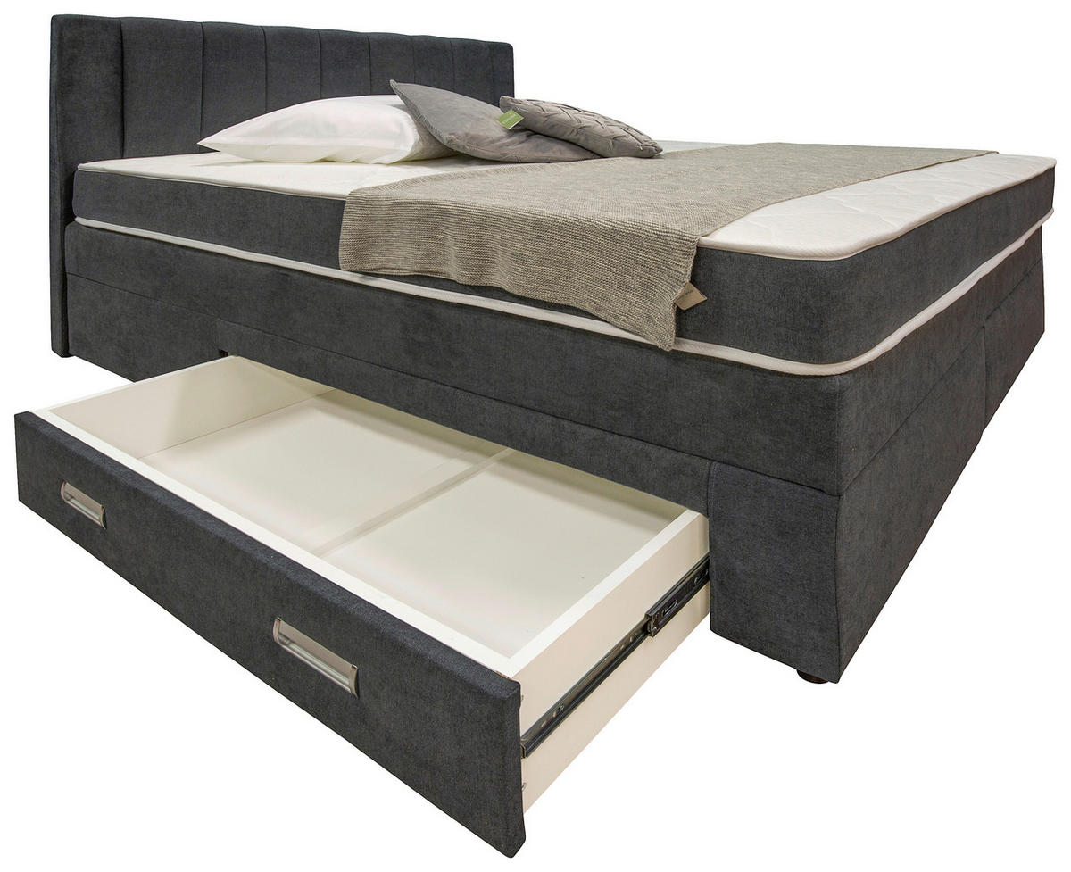 BOXSPRING KREVET     tamnosiva  - tamnosiva, Konvencionalno, tekstil/pločasti materijal (162/120/210cm) - Carryhome