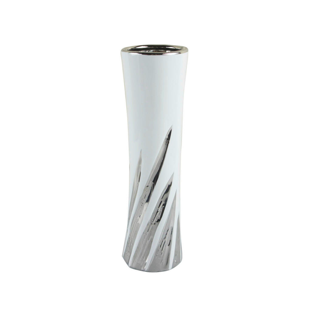 Ambia Home VÁZA, keramika, 29,5 cm - strieborná, biela