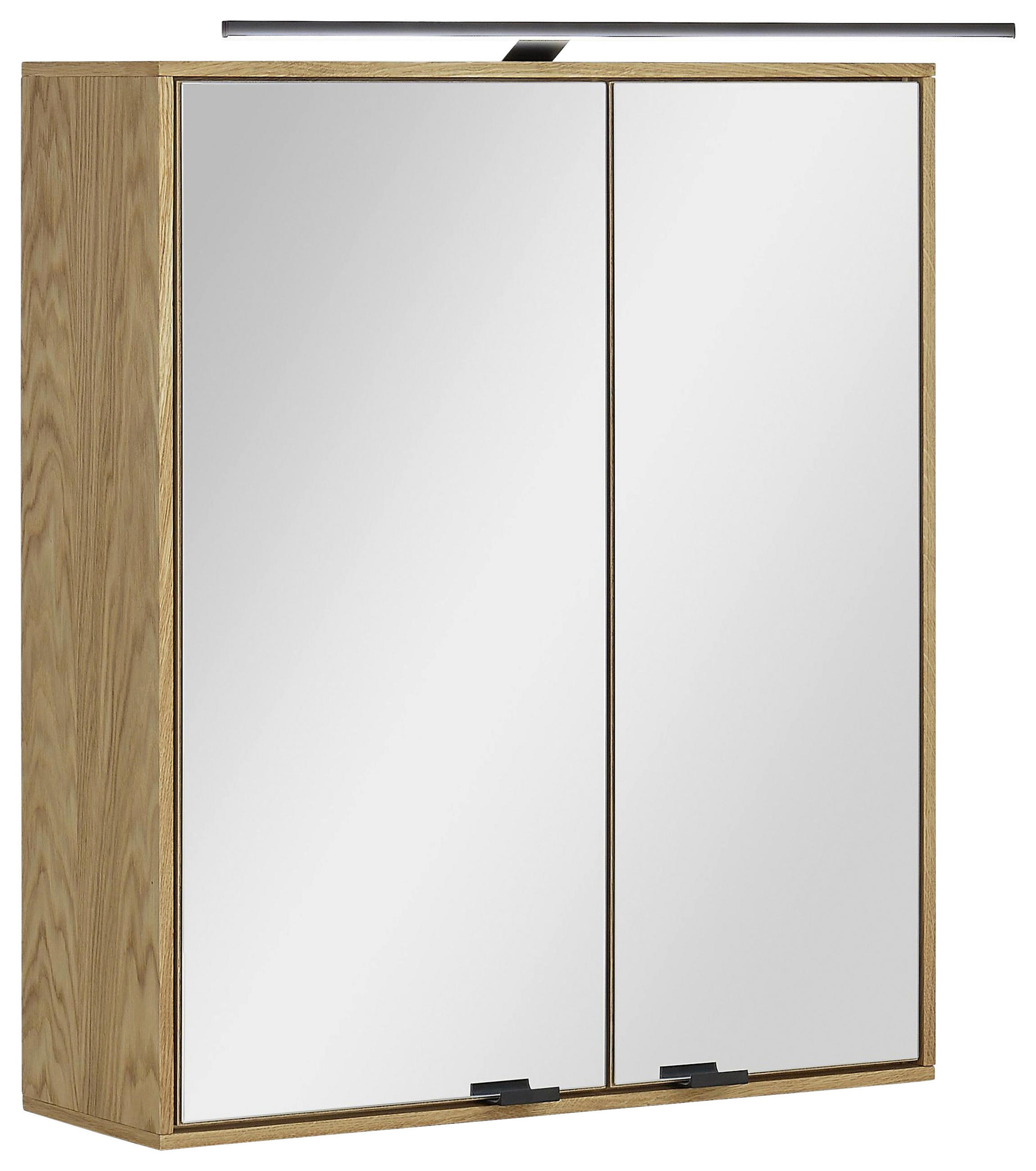 SPIEGELSCHRANK 60/70/20 cm  - Eichefarben/Schwarz, KONVENTIONELL, Glas/Holz (60/70/20cm) - Linea Natura