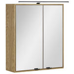 SPIEGELSCHRANK 60/70/20 cm  - Eichefarben/Schwarz, KONVENTIONELL, Glas/Holz (60/70/20cm) - Linea Natura