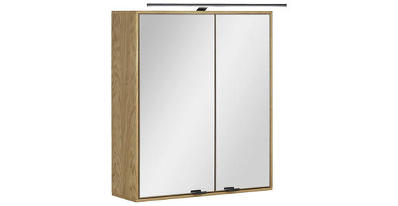 SPIEGELSCHRANK 60/70/20 cm  - Eichefarben/Schwarz, KONVENTIONELL, Glas/Holz (60/70/20cm) - Linea Natura