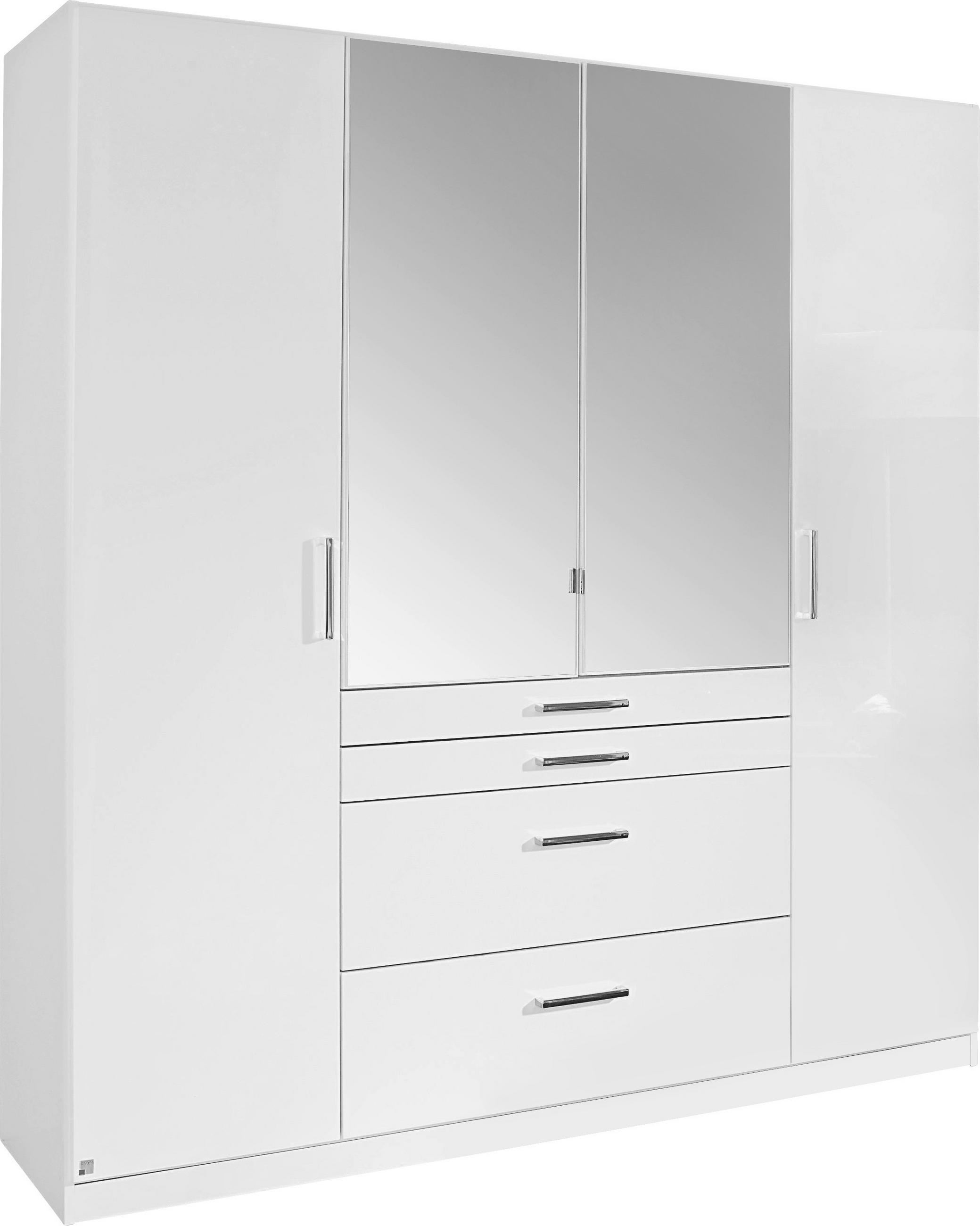 RUHÁSSZEKRÉNY fehér, magasfényű fehér  - krómszínű/fehér, Design, műanyag/faalapú anyag (181/197/54cm) - Carryhome