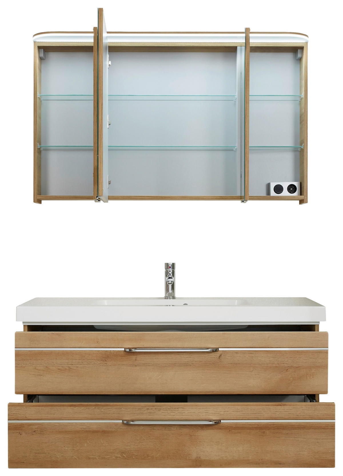 BADEZIMMER  in 123 cm  - Chromfarben/Eichefarben, KONVENTIONELL, Glas/Holzwerkstoff (123cm) - Pelipal