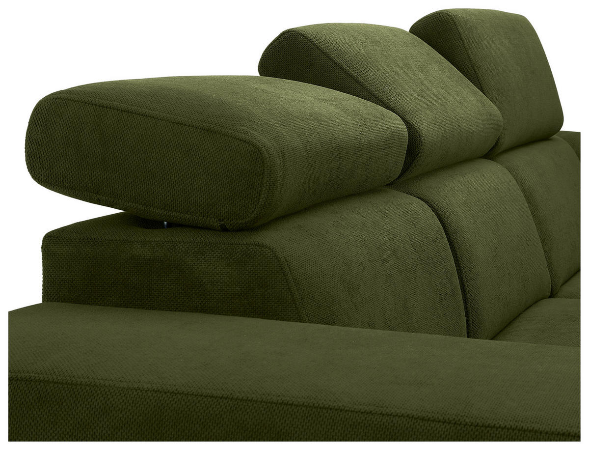 ECKSOFA Dunkelgrün Webstoff  - Dunkelgrün/Schwarz, KONVENTIONELL, Holz/Textil (283/244cm) - Carryhome