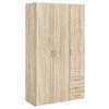 KLEIDERSCHRANK 115,8/200,4/49,5 cm 3-türig Eichefarben  - Eichefarben/Silberfarben, Basics, Holzwerkstoff/Metall (115,8/200,4/49,5cm) - MID.YOU
