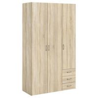 OMARA ZA OBLAČILA, barve hrasta  - srebrne barve/barve hrasta, Basics, kovina/leseni material (115,8/200,4/49,5cm) - MID.YOU