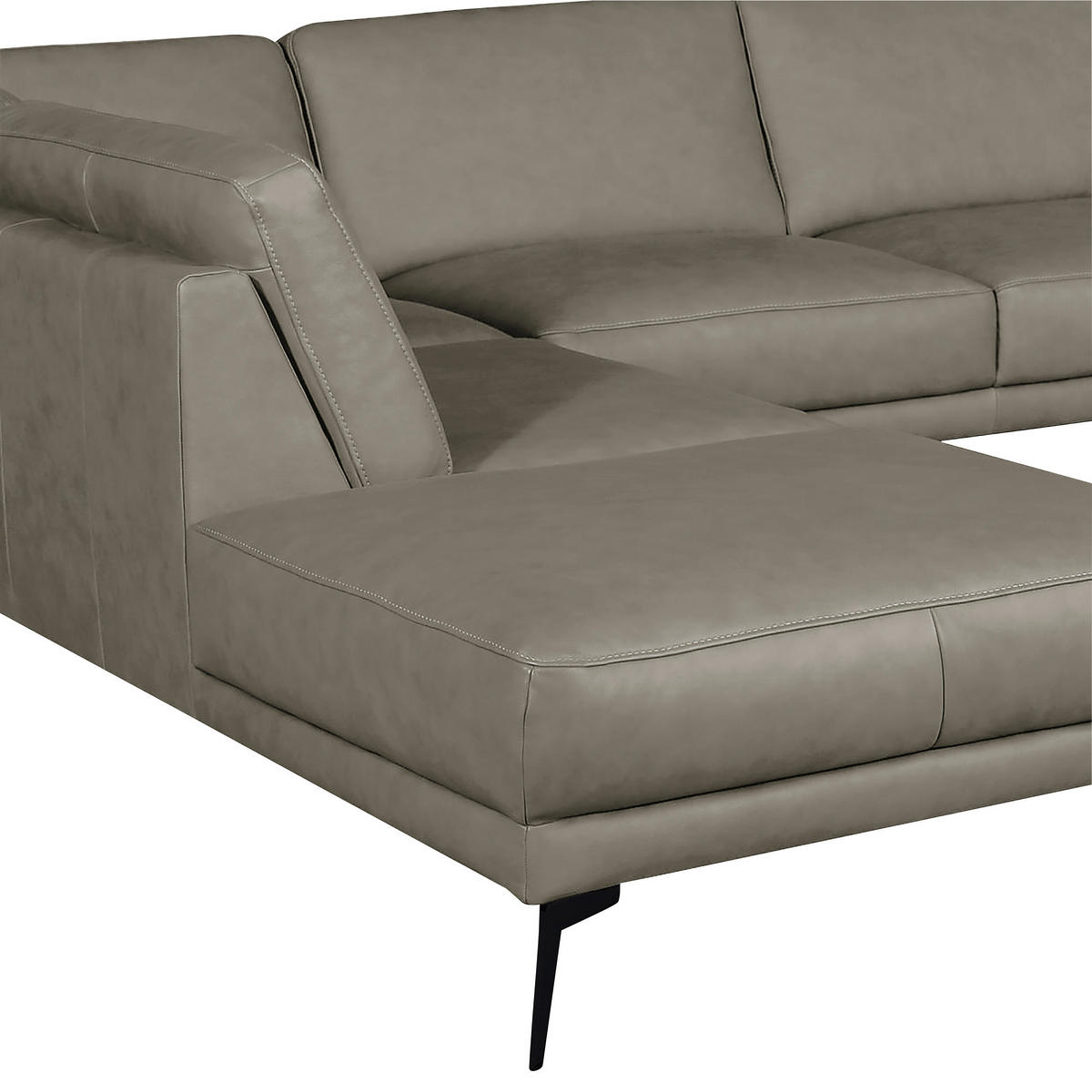 ECKSOFA in Echtleder Grau  - Schwarz/Grau, Design, Leder/Metall (250/273cm) - Livetastic