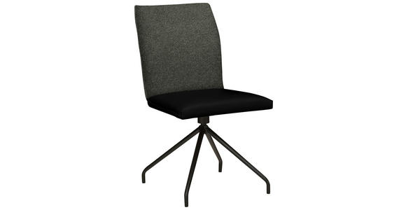 STUHL  , Stoffauswahl, Typenauswahl, Sitzfläche 360° drehbar  , Webstoff, Mikrofaser  ,  - Schwarz, Design, Textil/Metall (49/91/60cm) - Moderano