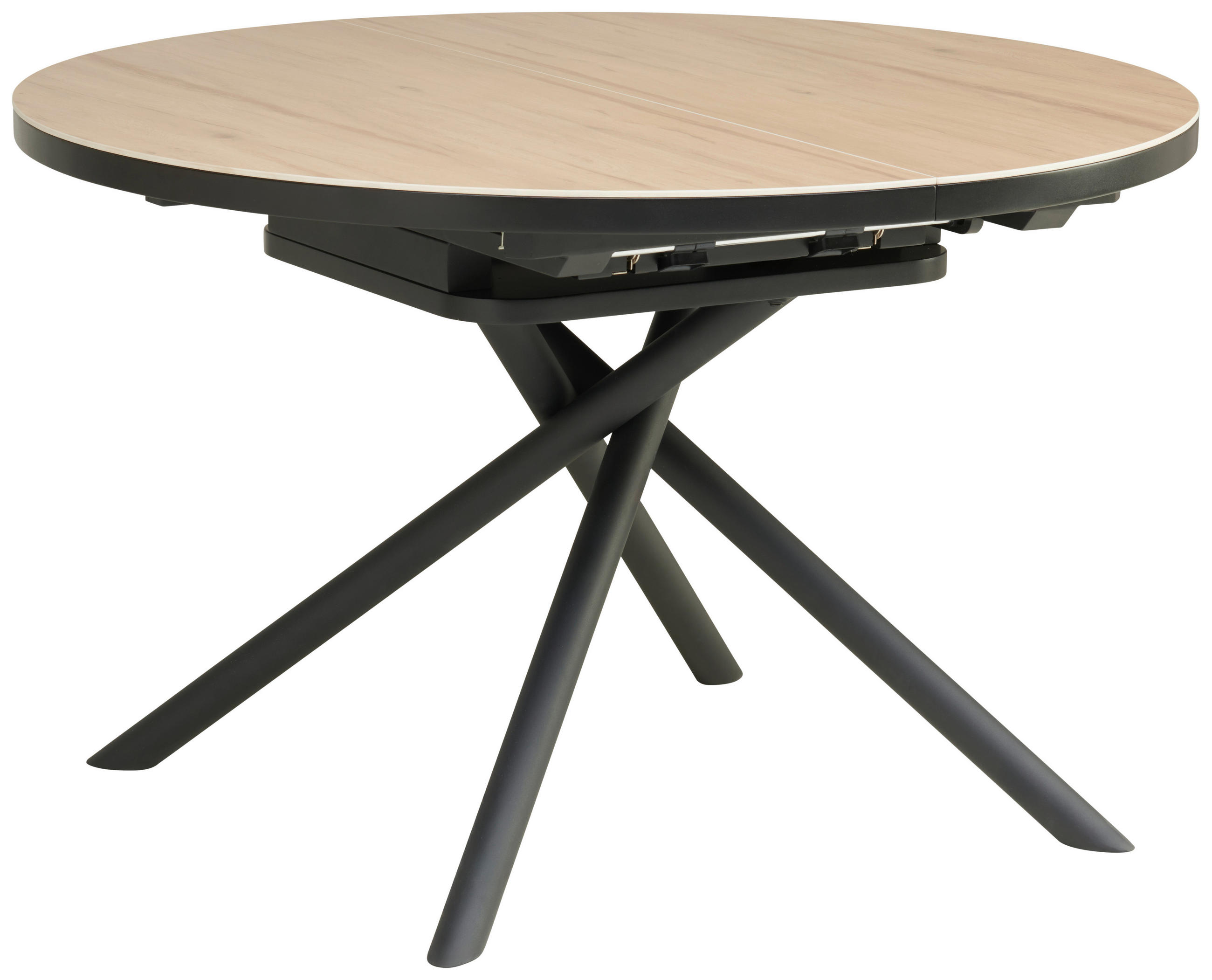 ESSTISCH Schwarz, Bernsteinfarben rund  ausziehbar  - Bernsteinfarben/Schwarz, LIFESTYLE, Keramik/Holzwerkstoff (120-160/76/120cm) - MID.YOU