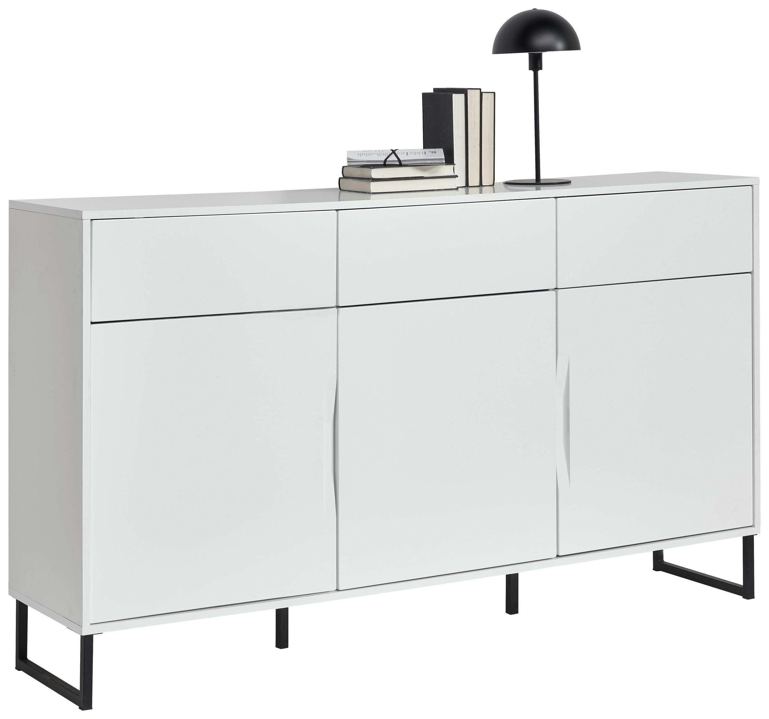 SIDEBOARD 169/95/38 cm  in Weiß  - Schwarz/Weiß, KONVENTIONELL, Holzwerkstoff/Metall (169/95/38cm) - Hom`in
