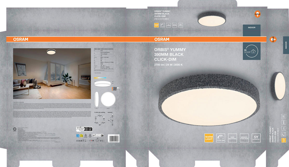 LED-DECKENLEUCHTE 39/7 cm   - Basics, Metall (39/7cm) - Osram