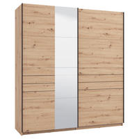 SCHWEBETÜRENSCHRANK 195/217,5/61 cm,  in Eiche Artisan, 2 Tür(en)  - Schwarz/Eiche Artisan, MODERN, Holzwerkstoff/Metall (195/217,5/61cm) - MID.YOU
