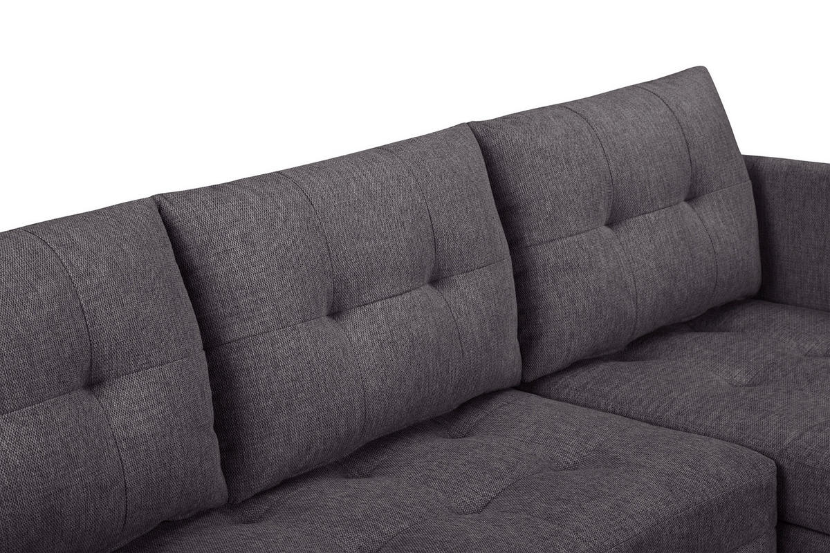 ECKSOFA SOLIN Anthrazit Webstoff Rückenkissen, Bettkasten  - Anthrazit/Braun, Design, Holz/Textil (188/79/123cm) - P & B