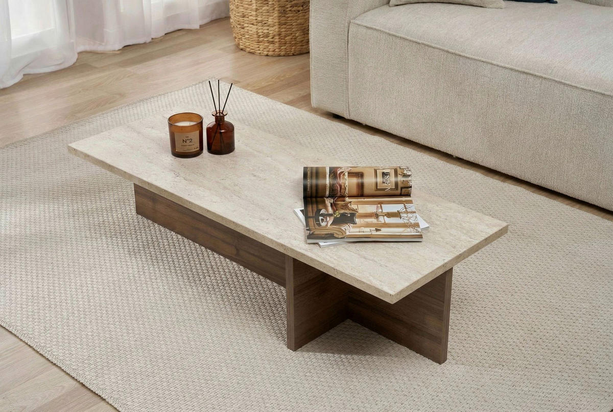 COUCHTISCH Walnussfarben, Elfenbein  - Elfenbein/Walnussfarben, MODERN, Holzwerkstoff (120/30/45cm) - MID.YOU