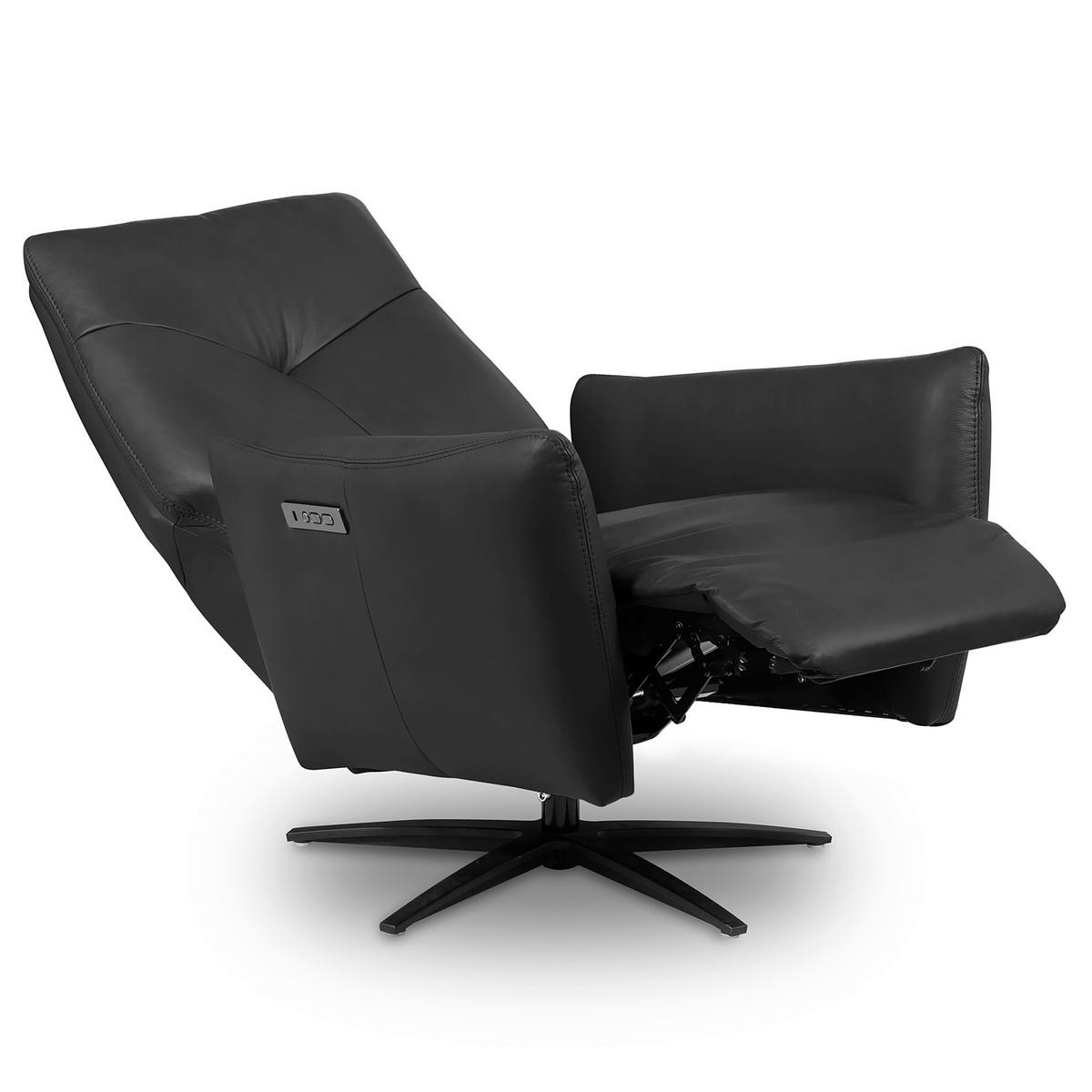 RELAXSESSEL Leder Schwarz  - Schwarz, Design, Leder/Metall (76/107/88cm) - Livetastic